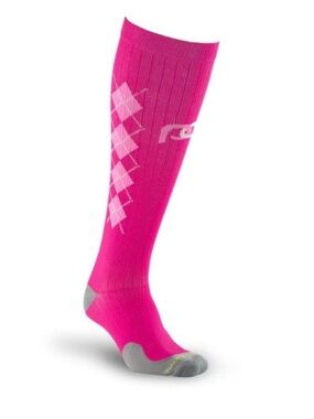 Women's Pink Argyle Knee-High Socks